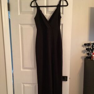 Lulu's black crepe and lace formal dress